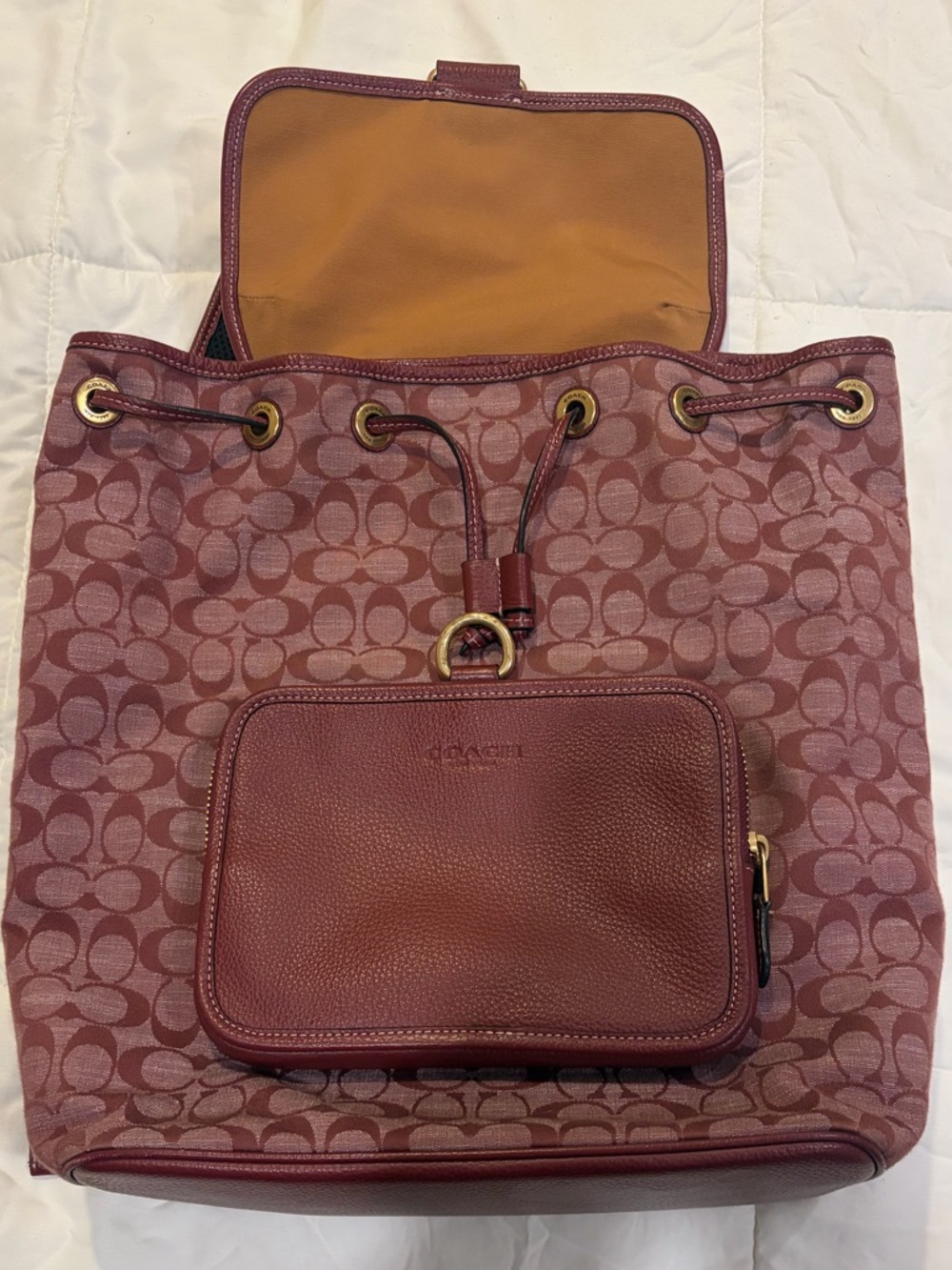 Coach Outlet Signature Canvas & Leather Backpack in Red - Picture 3 of 8